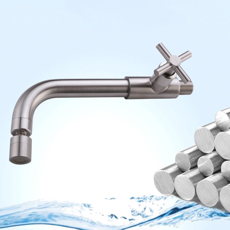 Skorter | Contemporary Wall-Mounted Bathroom Faucet Cross Handles Stainless Steel Faucet