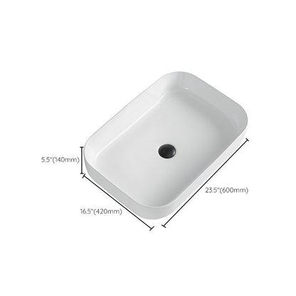Skorter | Contemporary Bathroom Sink Porcelain Rectangular Vessel Sink Sink Only