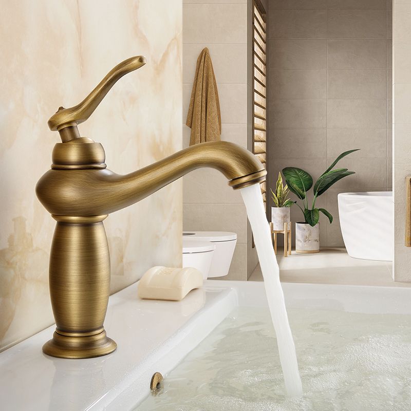 Skorter | Brass Bathroom Vessel Basin Faucet Single Lever Handle Round Basin Faucet with Water Hose
