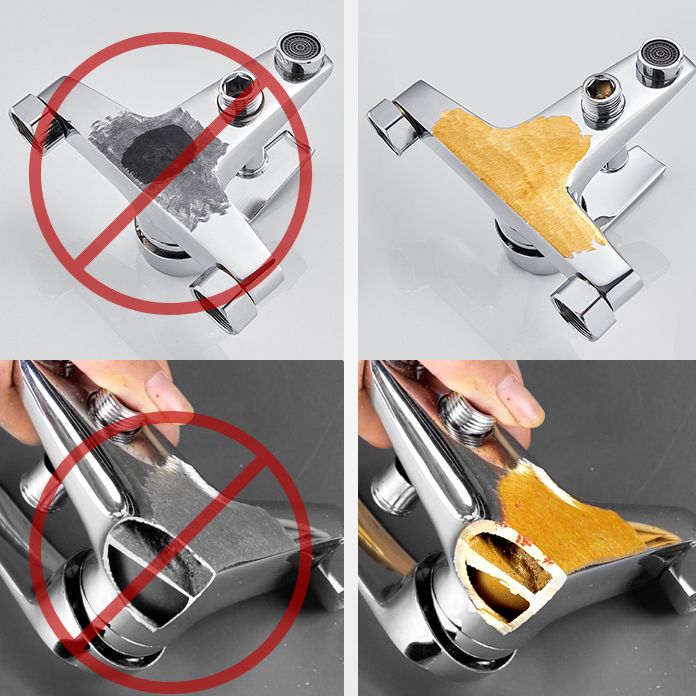 Skorter | Contemporary Wall Mounted Bathroom Faucet Lever Handles 2-Hole Faucet Brass Faucet