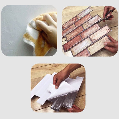 Skorter | Artificial Brick Wall Panel Country House Style Simple Living Living Room Panel Wall (5-Pack)