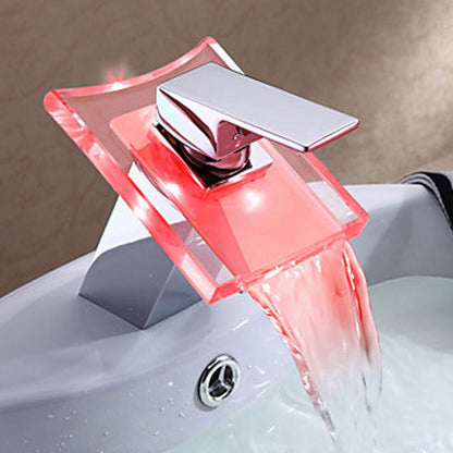 Skorter | 1-Handle Basin Mixer 1-Hole Copper Sink Tap with LED Lighting