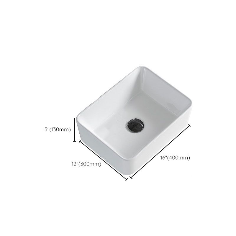 Skorter | Contemporary Bathroom Sink Porcelain Rectangular Vessel Sink Sink Only