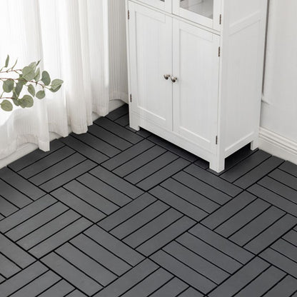 Skorter | 30 cm X 30 cm 4-Slat Square Deck/Patio Floor Tiles Snap Fit Installation Floor Tiles