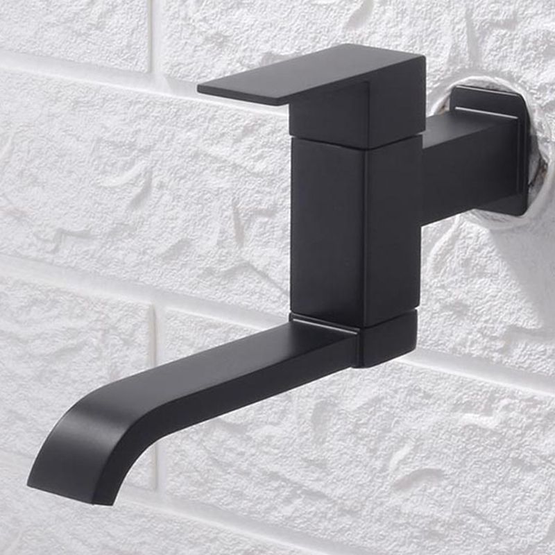 Skorter | Contemporary Wall Mounted Bathroom Faucet Lever Handles Low Arc Swivel Brass Tap