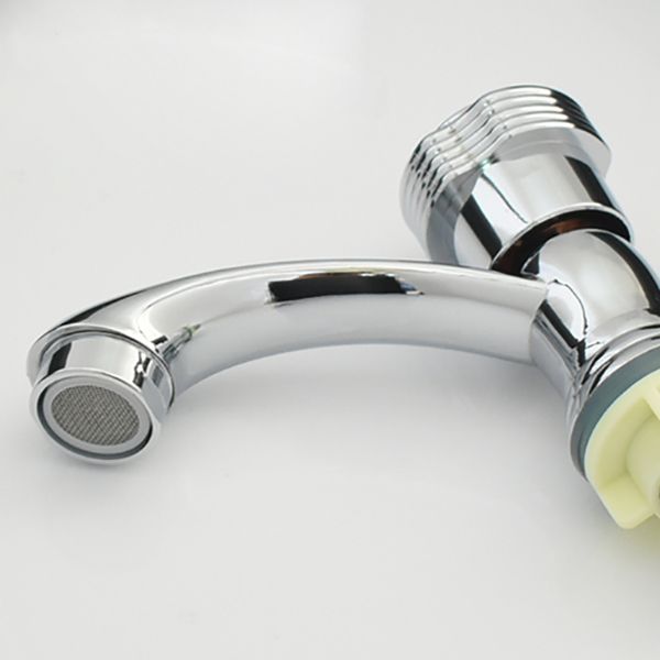 Skorter | Contemporary Water Tap Knob Handle Low Arc Zinc Faucet in Silver