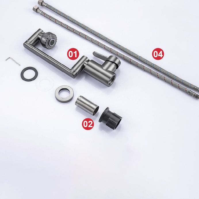 Skorter | Contemporary Centerset Faucet Lever Handles Low Arc Stainless Steel Faucet