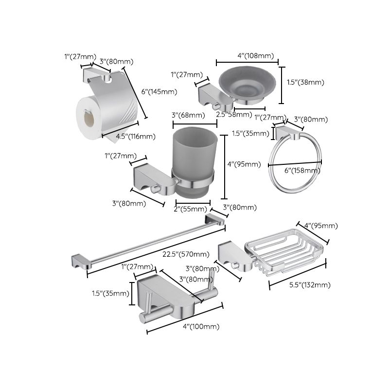 Skorter | 6-piece chrome bathroom accessory as a single item or as a set with towel ring bar