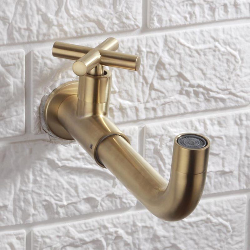 Skorter | Contemporary Wall-Mounted Bathroom Faucet Cross Handles Stainless Steel Faucet