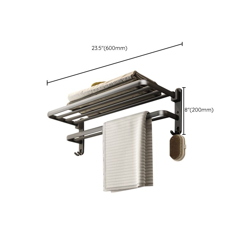 Skorter | Contemporary Bathroom Accessory Set Gray Aluminum Bathroom Shelf/Towel Holder/Bathtub Hook