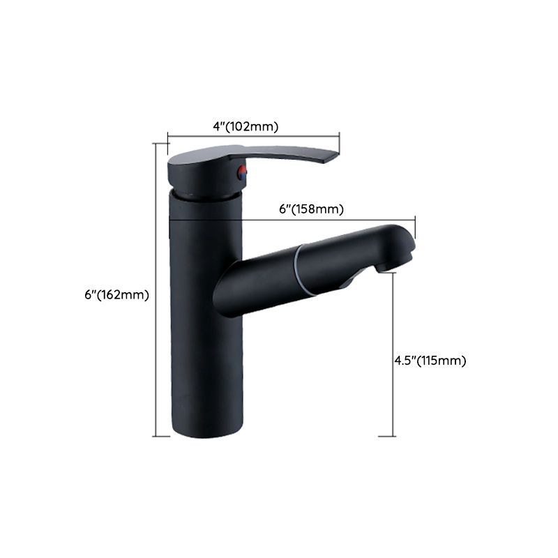 Skorter | Contemporary Bath Water Faucet Brass Lever Handle Pull-Out Sink Faucet