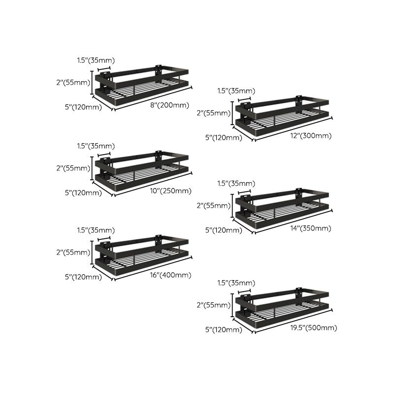 Skorter | 2-piece bathroom shelf made of matte black metal bathroom hardware set