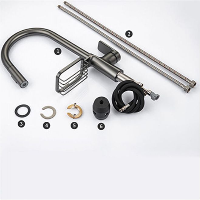 Skorter | Goose Neck Kitchen Sink Faucet Three-Way Flow with Pull-Down Spray Head