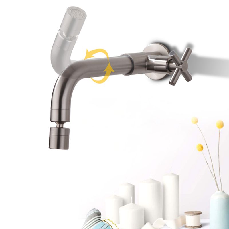 Skorter | Contemporary Wall-Mounted Bathroom Faucet Cross Handles Stainless Steel Faucet