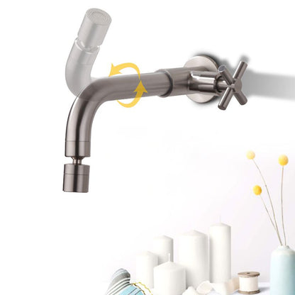 Skorter | Contemporary Wall-Mounted Bathroom Faucet Cross Handles Stainless Steel Faucet