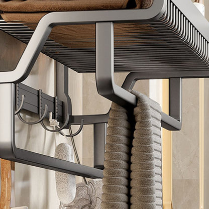 Skorter | Aluminium modern bathroom accessory set polished grey bathroom shelf/toilet paper holder/robe hooks