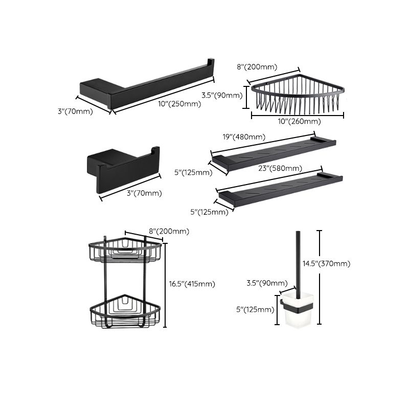 Skorter | 5-piece Modernism Bathroom Accessory Set in Matte Black Stainless Steel