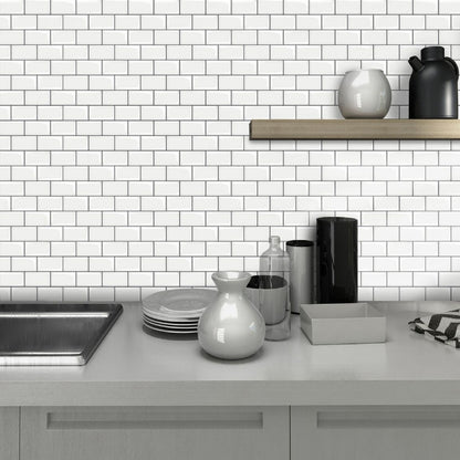 Skorter | 12"x 12" Resin Mosaic Tiles Square Self-adhesive Tiles for Backsplash & Wall Tile