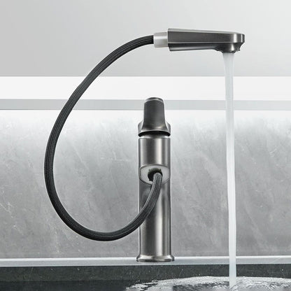 Skorter | Contemporary Bath Water Faucet Brass Lever Handle Pull-Out Sink Faucet