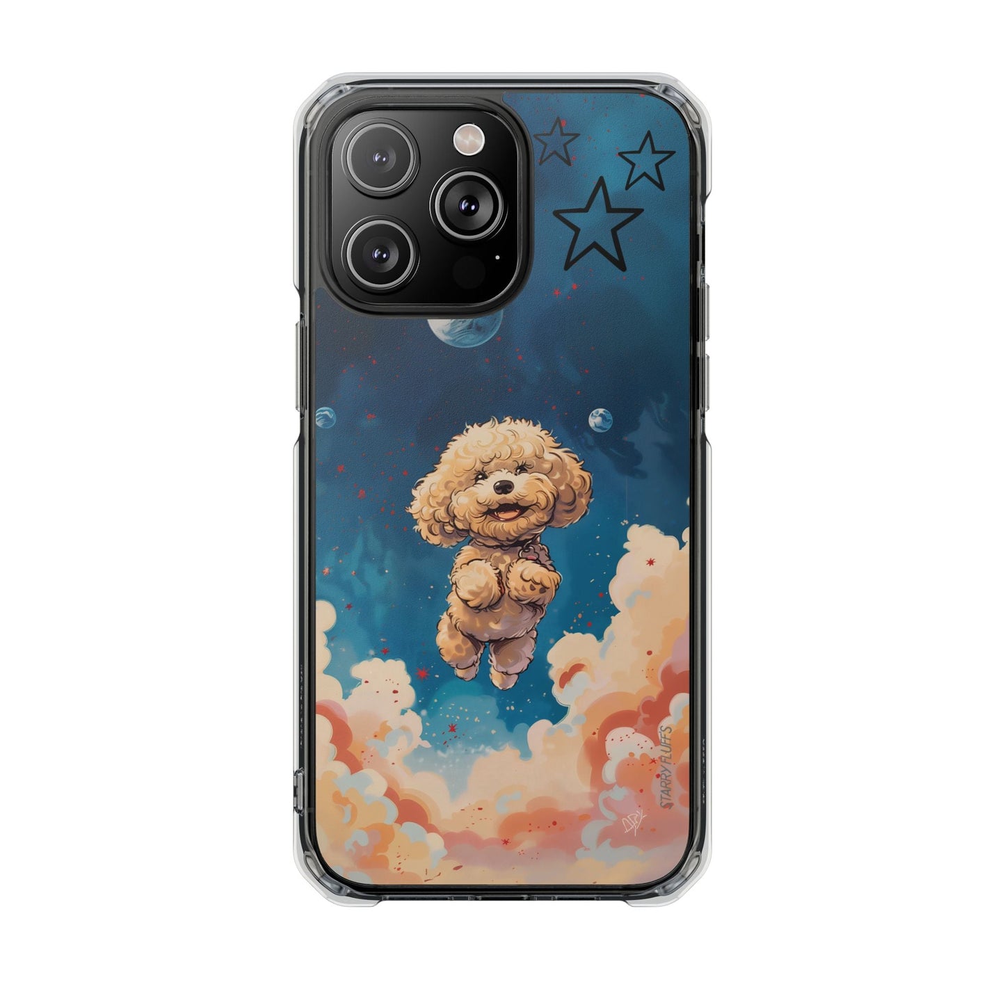 Skorter | Fluff's - Pookie Poodle Floating in Space Magnetic Clear Case for iPhone Series
