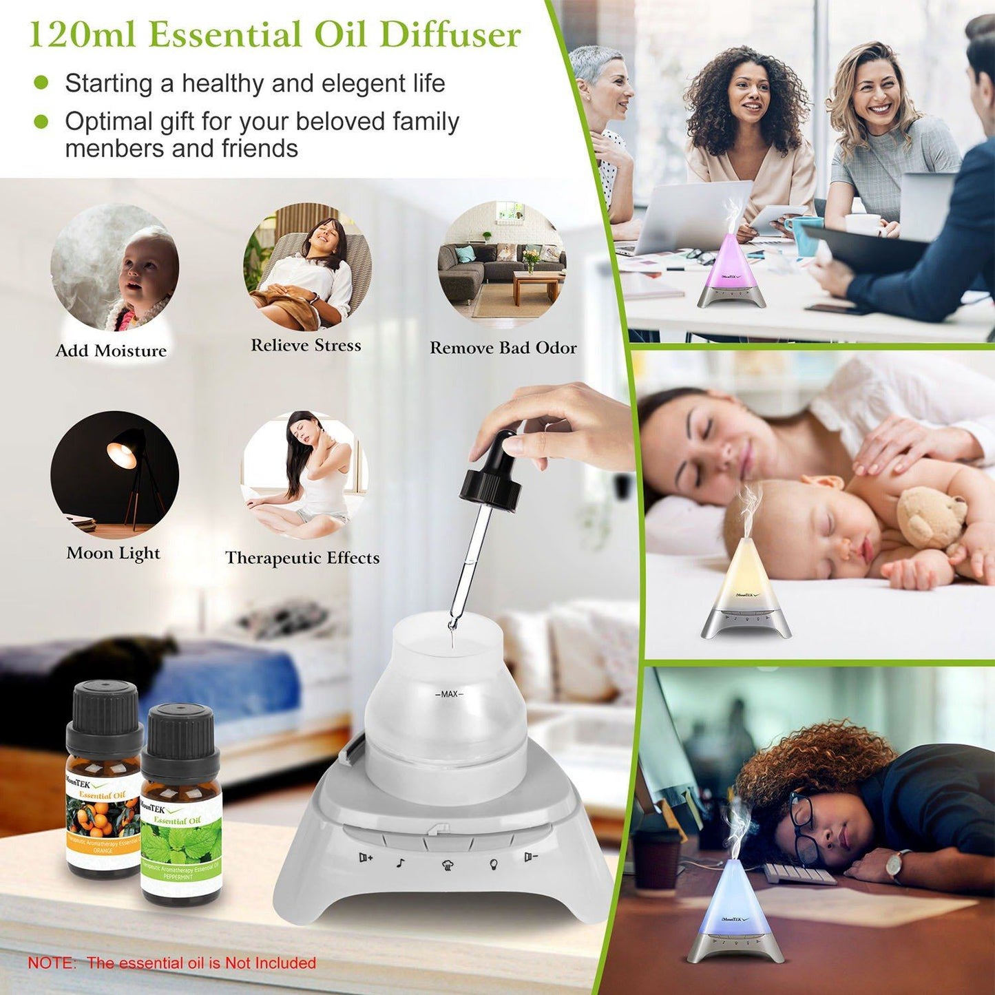 Skorter | 120ml Cooling mist humidifier Ultrasonic aroma essential oil diffuser