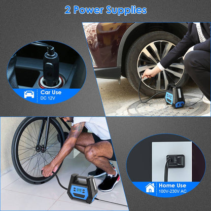 Skorter | 120W Max Power Portable Tire Pump with Digital Display LED Light