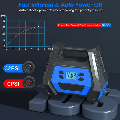 Skorter | 120W Max Power Portable Tire Pump with Digital Display LED Light