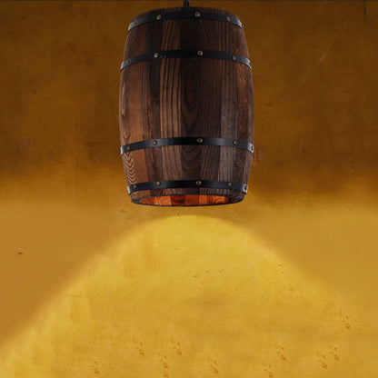Skorter | BarrelGlow Vintage Pendant Light | Wood Wine Barrel Design | 1-bulb | Rustic Lighting