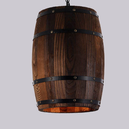 Skorter | BarrelGlow Vintage Pendant Light | Wood Wine Barrel Design | 1-bulb | Rustic Lighting