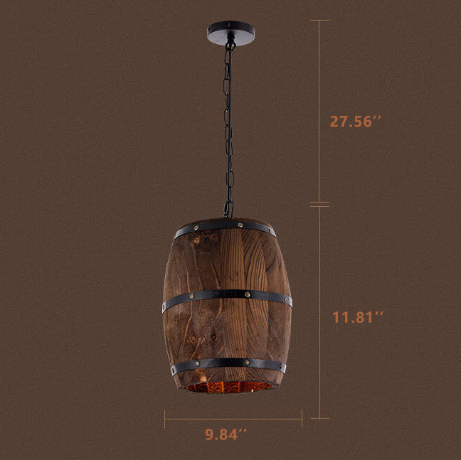 Skorter | BarrelGlow Vintage Pendant Light | Wood Wine Barrel Design | 1-bulb | Rustic Lighting