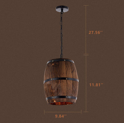 Skorter | BarrelGlow Vintage Pendant Light | Wood Wine Barrel Design | 1-bulb | Rustic Lighting