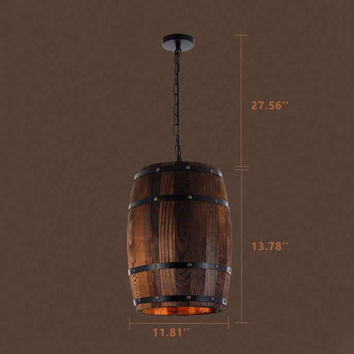 Skorter | BarrelGlow Vintage Pendant Light | Wood Wine Barrel Design | 1-bulb | Rustic Lighting