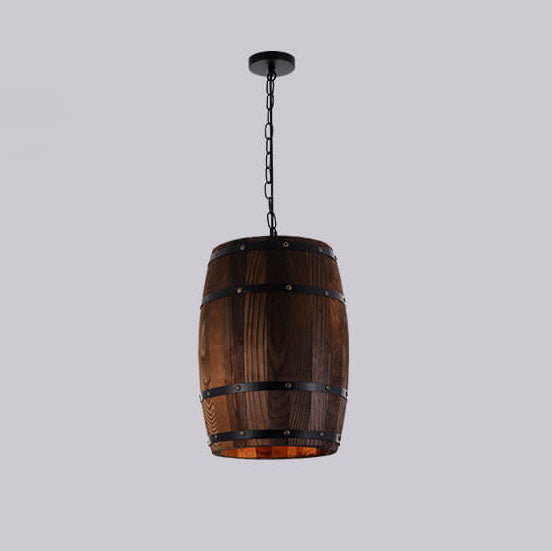 Skorter | BarrelGlow Vintage Pendant Light | Wood Wine Barrel Design | 1-bulb | Rustic Lighting