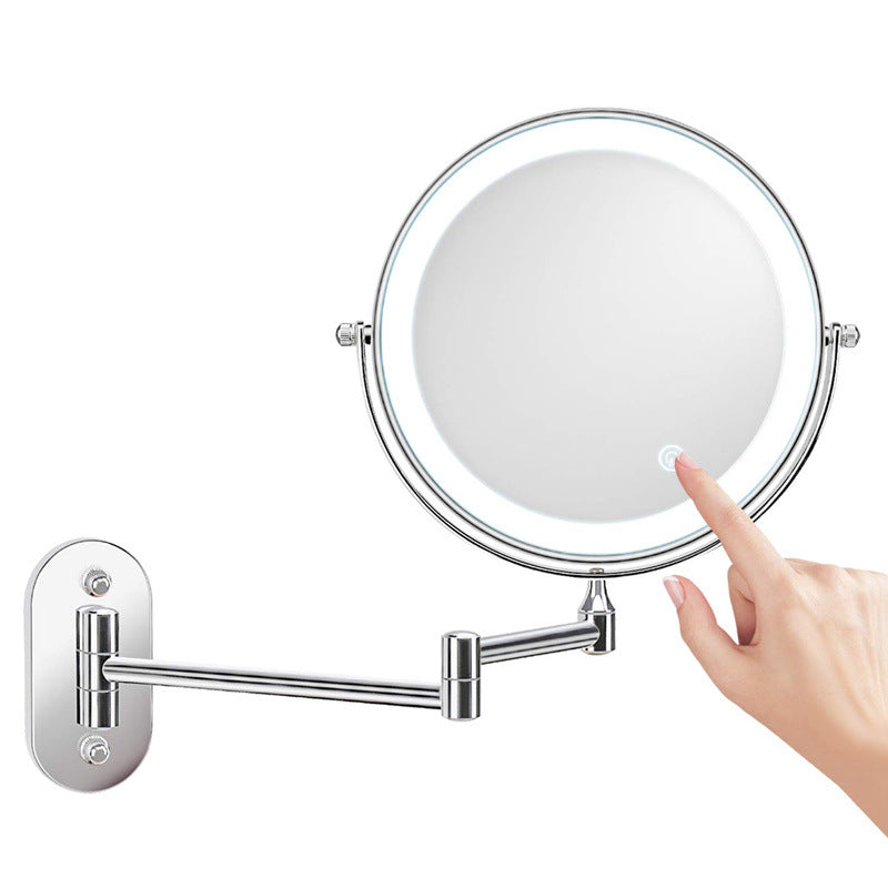 Skorter | Rechargeable Wall Mounted Shaving Mirror | 360° Rotation. 1X/10X Magnification & Adjustable LED Lighting for Bathroom Use