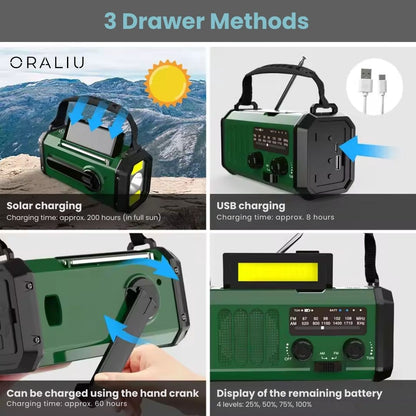 Skorter | Solar Emergency Radio with Power Bank – Hand Crank & LED Torch for Camping and Outdoor Use