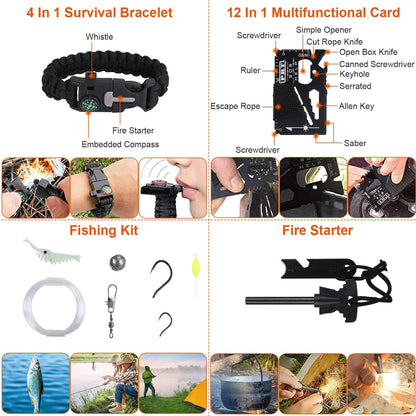 Skorter | 125-Pieces: Emergency Survival Gear Tactical for Outdoor Adventures