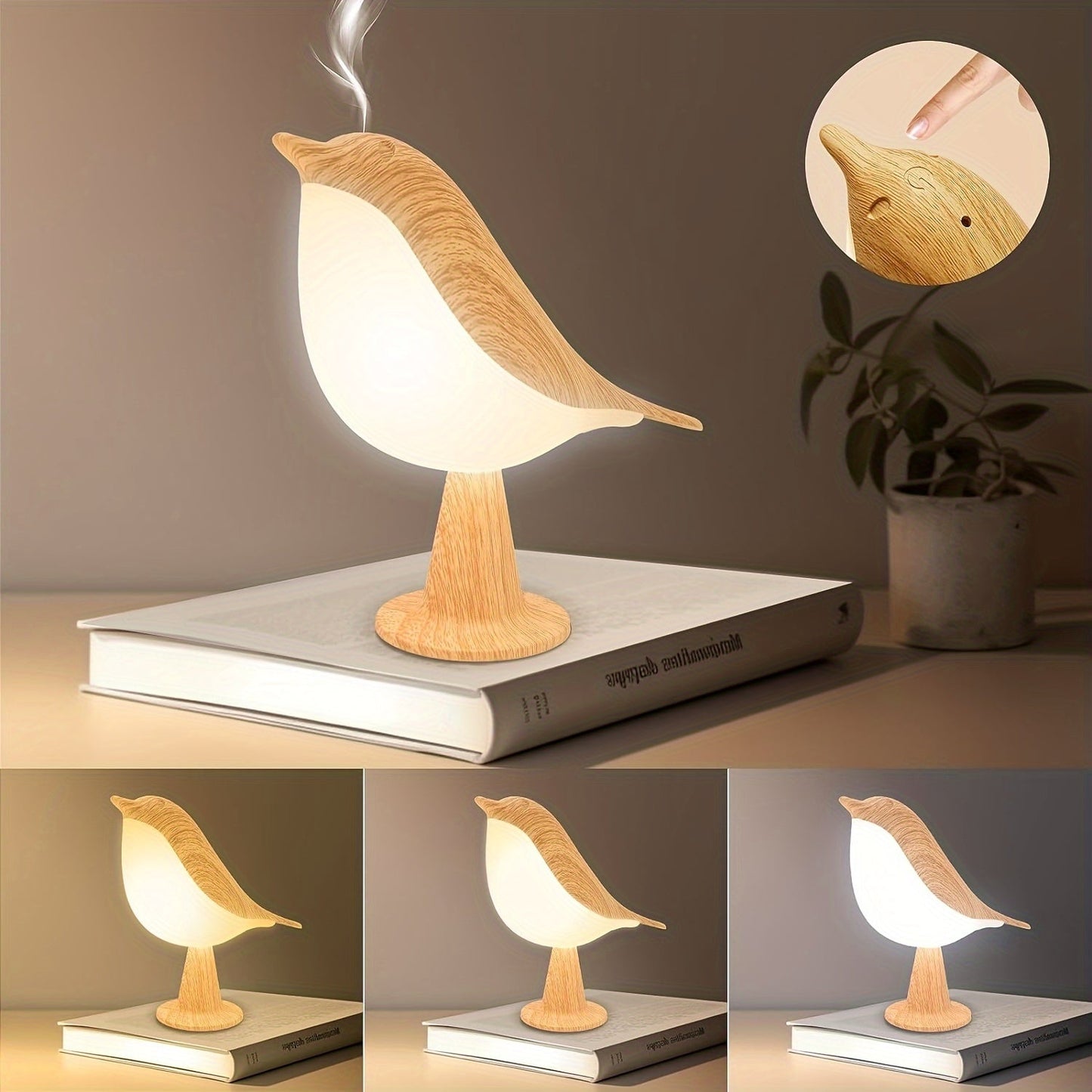 Skorter | BrightNest - USB Rechargeable LED Bird Table Lamp with Touch Dimming