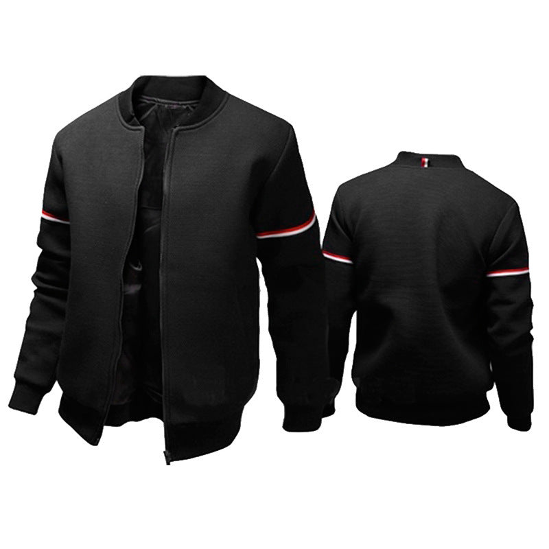 Men's sporty zip jacket with structured surface and contrast stripes Skorter