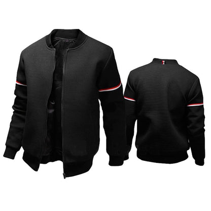 Men's sporty zip jacket with structured surface and contrast stripes Skorter
