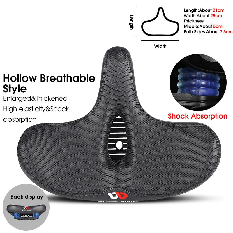 Skorter | Wide Ergonomic Bike Saddle – Comfortable Saddle with Shock Absorption for City and Mountain Bikes