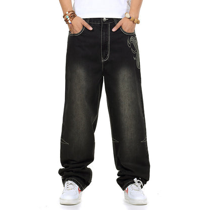 Men's casual baggy jeans with innovative seams Skorter