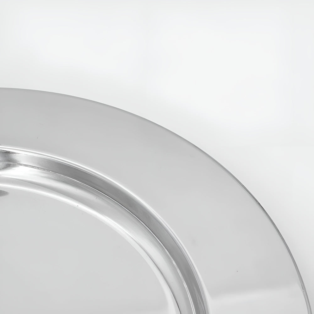 Skorter | Elegant Stainless Steel Round Tray with Wooden Handles