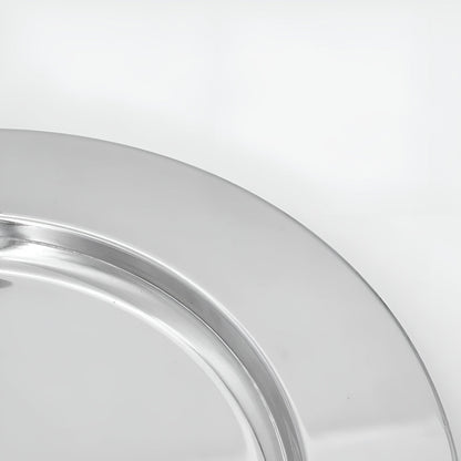 Skorter | Elegant Stainless Steel Round Tray with Wooden Handles