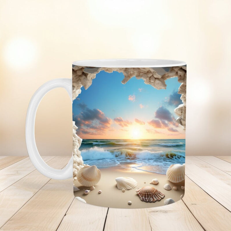 skorter | 3d Ocean Beach Breakthrough Theme Coffee Mug