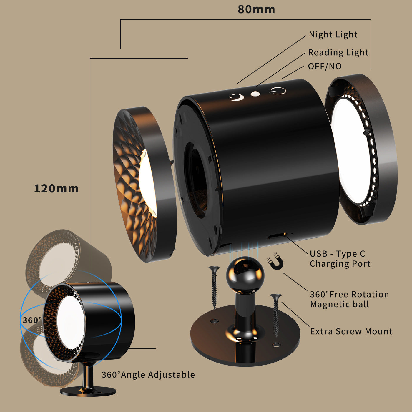 Skorter | Touch Controlled LED Wall Lamp Rechargeable