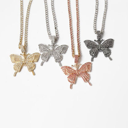 Skorter | Crystal Pave Butterfly Pendant Necklace