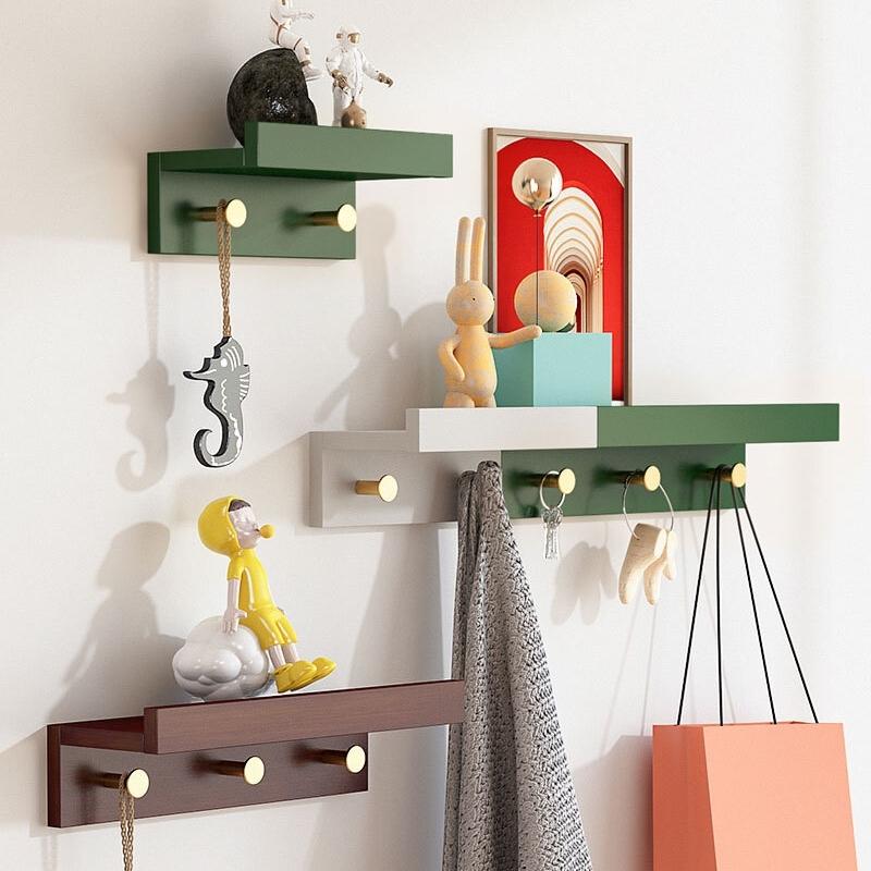 Skorter | Huxley Wall Shelf with Gold Hooks