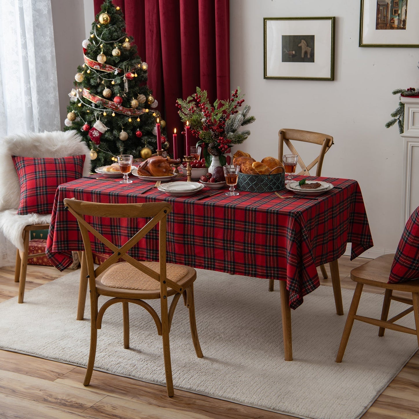Skorter | Christmas Party Traditional Scottish Check Pattern Tablecloth