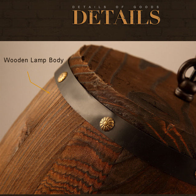 Skorter | BarrelGlow Vintage Pendant Light | Wood Wine Barrel Design | 1-bulb | Rustic Lighting