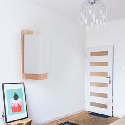 Skorter | Modern minimalist solid wood square glass column 1-light wall sconces lamp